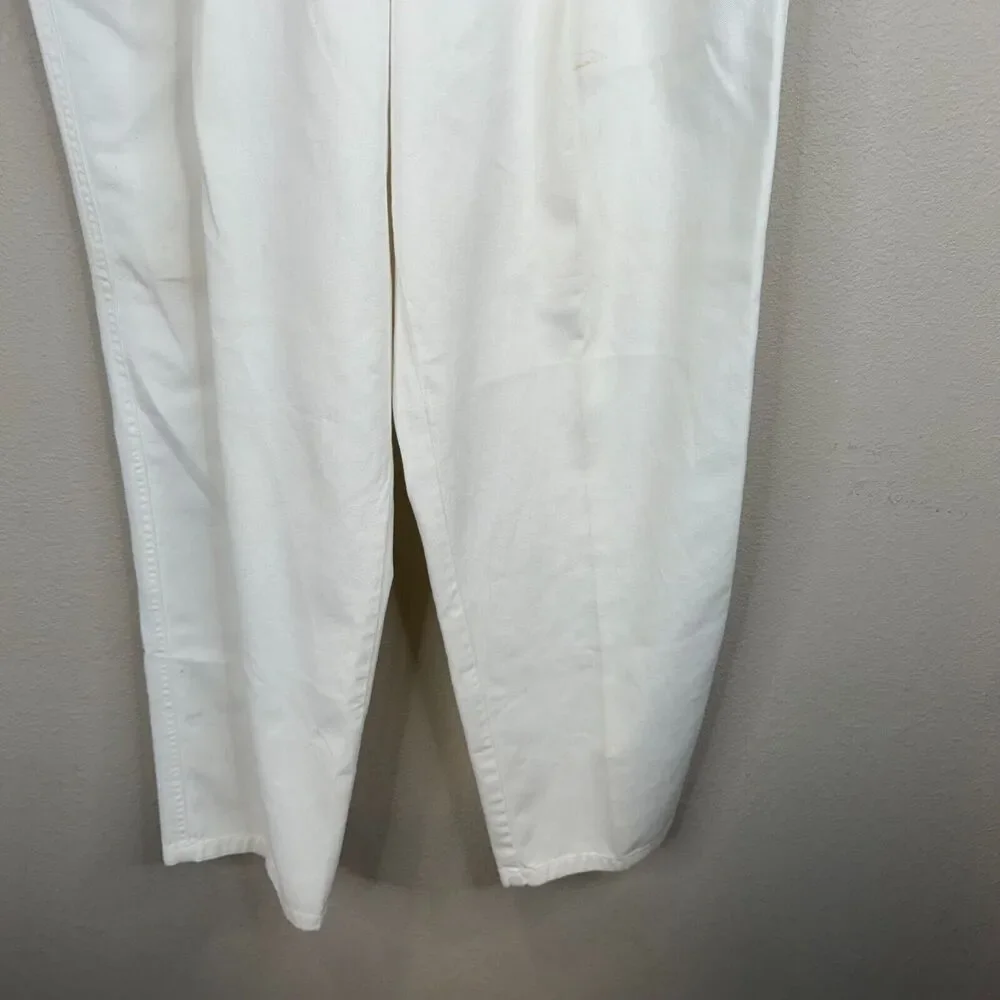 Flyers Men's High Rise Straight‎ Leg Ankle Pant Pleated White Size 36S